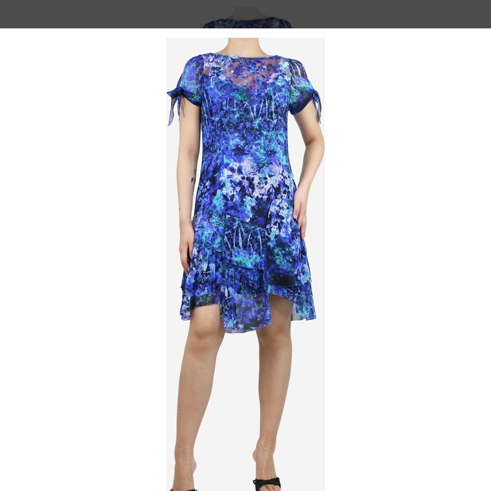 Elie Tahari Blue Silk Garden Party Dress